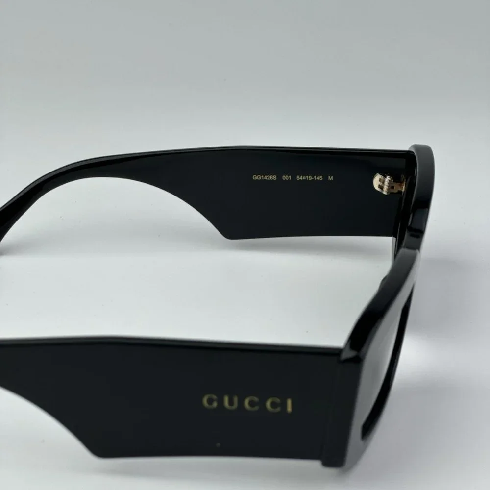 Gucci GG1426S 001 BRAND NEW Sunglasses Black Grey Unisex Rectangle